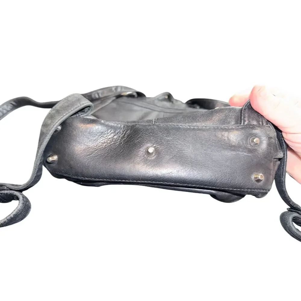 Vintage Wilson’s leather black leather mini backpack bag pockets pelle studio